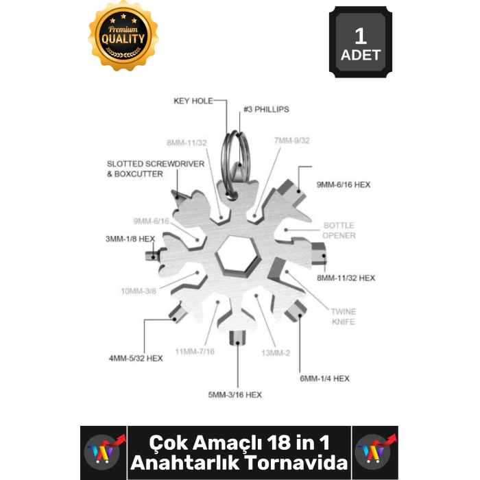 #Tornavida Kompakt Taşınabilir Anahtarlık EDC Tamir Aleti Çok Amaç Kar Tanesi Tornavida Seti 18 in 1