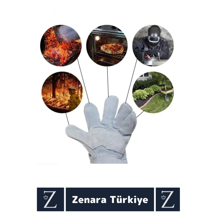 Dayanıklı Kaynak Yangın Mangal Tamir İş Su Geçirmez Yüksek Isıya Dayanıklı Çok Amaçlı Deri Eldiven
