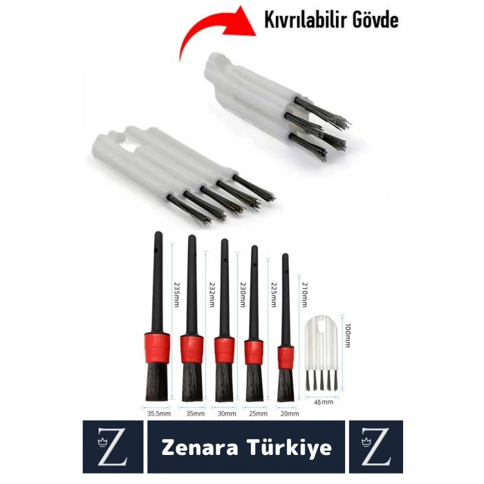Dayanıklı Oto Araç Klima Koltuk Islak Kuru Kullanım Derin Temizlik Detaylı Temizlik Fırçası 6lı Set