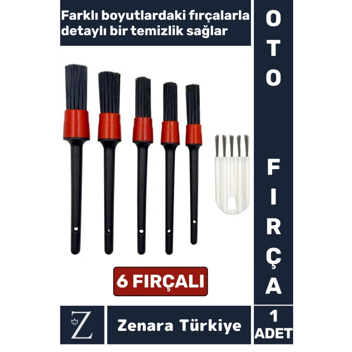 Dayanıklı Oto Araç Klima Koltuk Islak Kuru Kullanım Derin Temizlik Detaylı Temizlik Fırçası 6lı Set