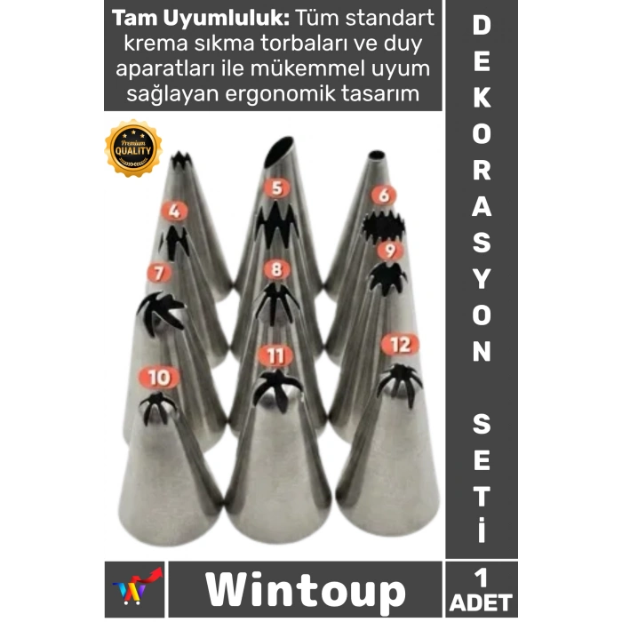 #DekorasyonSeti Profesyonel Pastalar İçin Tam Donanım 12li Dekorasyon Seti Paslanmaz Çelik Duy Seti
