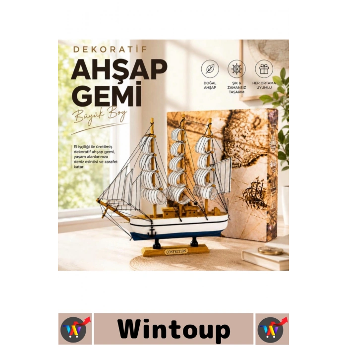 Dekoratif Ahşap Gemi - Hediyelik - Koleksiyonluk