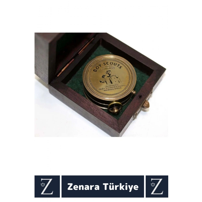 Dekoratif Erkek Arkadaş Sevgili Özel Gün Denizci Koleksiyon Hediye PİRİNÇ Ahşap Kutulu PUSULA