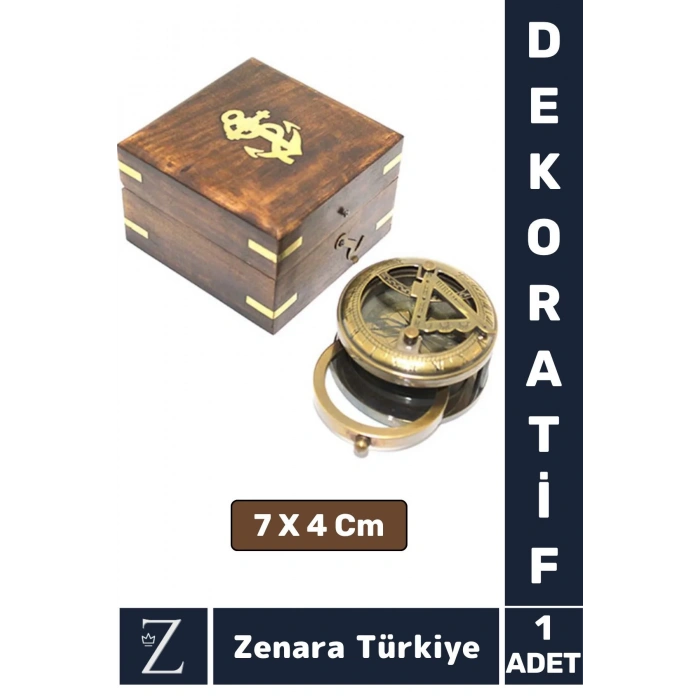 Dekoratif Erkek Arkadaş Sevgili Özel Gün Ev Ofis Denizci Koleksiyon Hediye PİRİNÇ Ahşap Kutu PUSULA