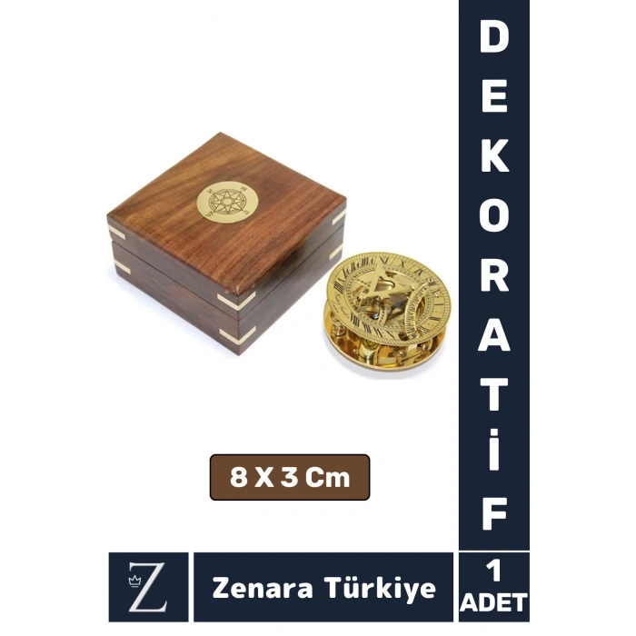 Dekoratif Koleksiyon Erkek Arkadaş Sevgililer Günü Hediye Ahşap Kutu PİRİNÇ GÜNEŞ SAATİ PUSULA