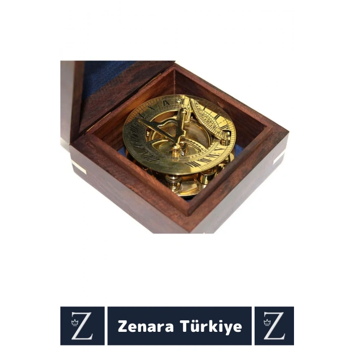 Dekoratif Koleksiyon Erkek Arkadaş Sevgililer Günü Hediye Ahşap Kutu PİRİNÇ GÜNEŞ SAATİ PUSULA