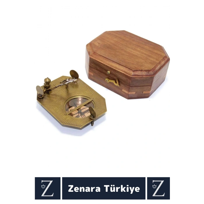 Dekoratif Koleksiyon Erkek Arkadaş Sevgililer Günü Koleksiyon Hediye PİRİNÇ Ahşap Kutu PUSULA