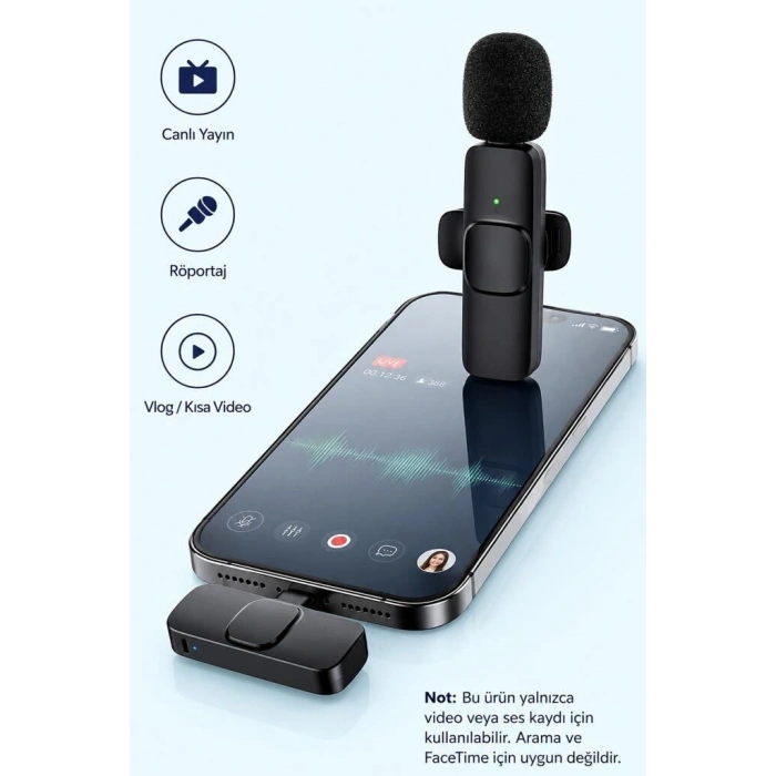 Delux Serisi Android Çift Konuşma Mini Yaka Mikrofonu Type-C 2 Adet K9