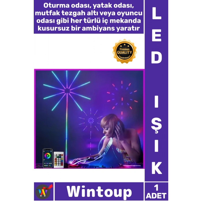#Led RGB Renkli Dekoratif Ambiyans Aydınlatma Akıllı Ev Modüler Uzaktan Kumandalı Led Işık Şeridi