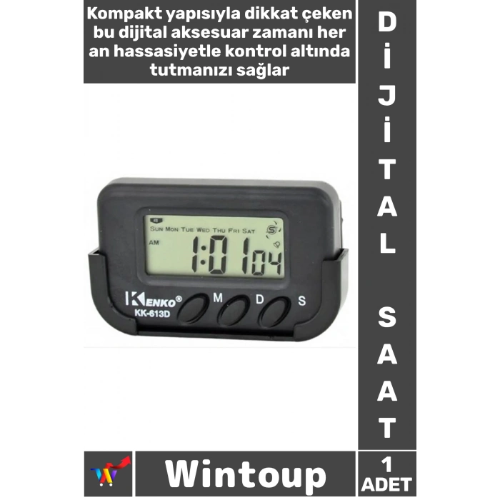 #Saat LCD Ekranlı Pilli Taşınabilir Araç Standlı Dijital Mini Masa Minibüs Araba Saati Kronometre