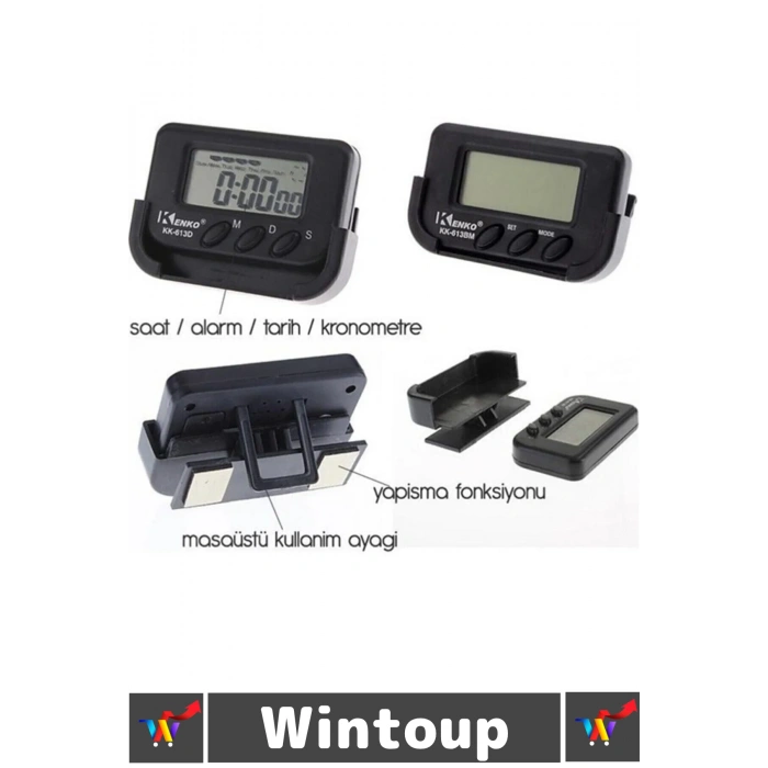 #Saat LCD Ekranlı Pilli Taşınabilir Araç Standlı Dijital Mini Masa Minibüs Araba Saati Kronometre