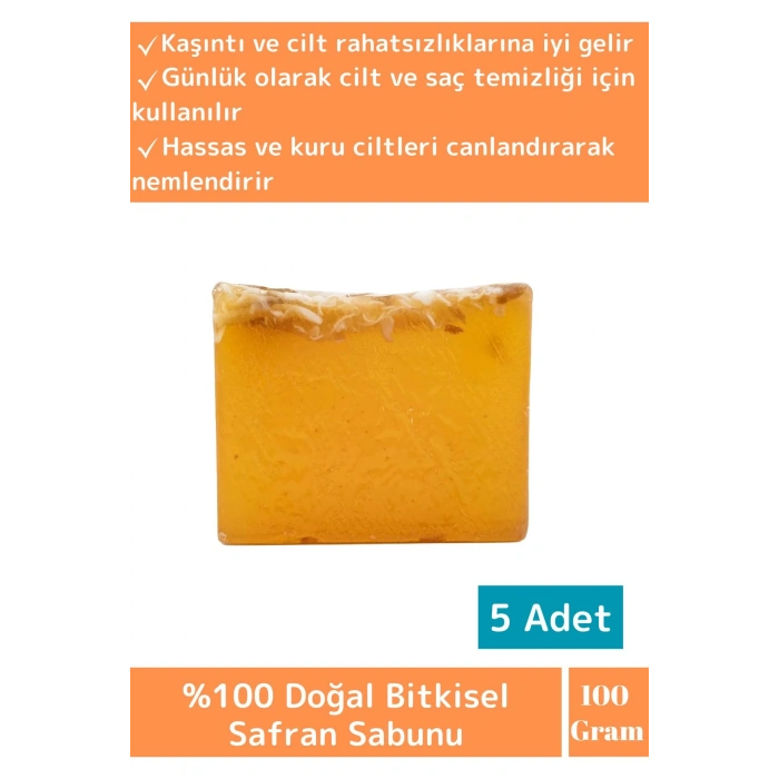 Doğal %100 Saf Özel Üretim Saç Cilt Vücut Kullanım Cilt Sıkılaştırıcı Safran Sabunu 5 Adet