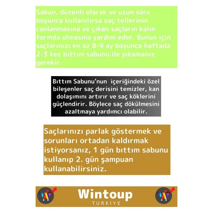 Doğal %100 Saf Özel Üretim Saç Cilt Vücut Kullanım Saç Dökülmesi Karşıtı Bıttım Sabunu 5 Adet