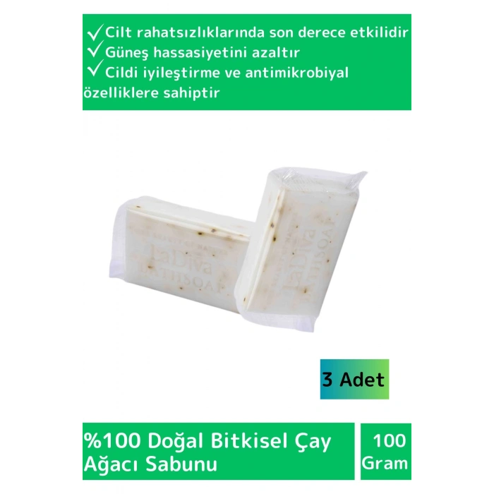 Doğal Çay Ağacı Sabunu Özel Üretim Tüm Cilt Tipleri İçin Uygun 3 Adet 100gr