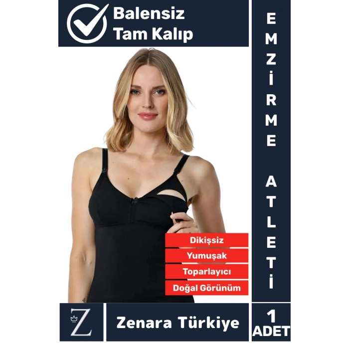 Doğal Görünüm Toparlayıcı Pamuklu Balensiz Dikişsiz Hamile Lohusa Tam Kalıp Konforlu Emzirme Atleti