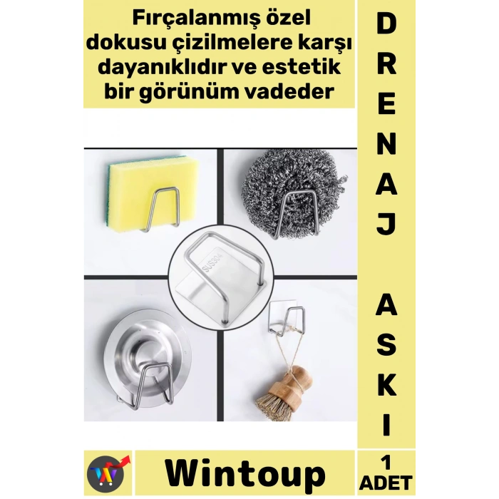 #DrenajAskı 304 Paslanmaz Mutfak Lavabo Organizer Duvar Raf Kendinden Yapışkanlı Çelik Drenaj Askısı