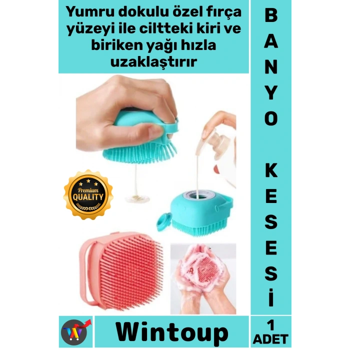 #Kesesi Silikon Çift Taraflı Gözenek Temizleyici Kir Arındırıcı Duş Jeli Hazneli Banyo Masaj Kesesi
