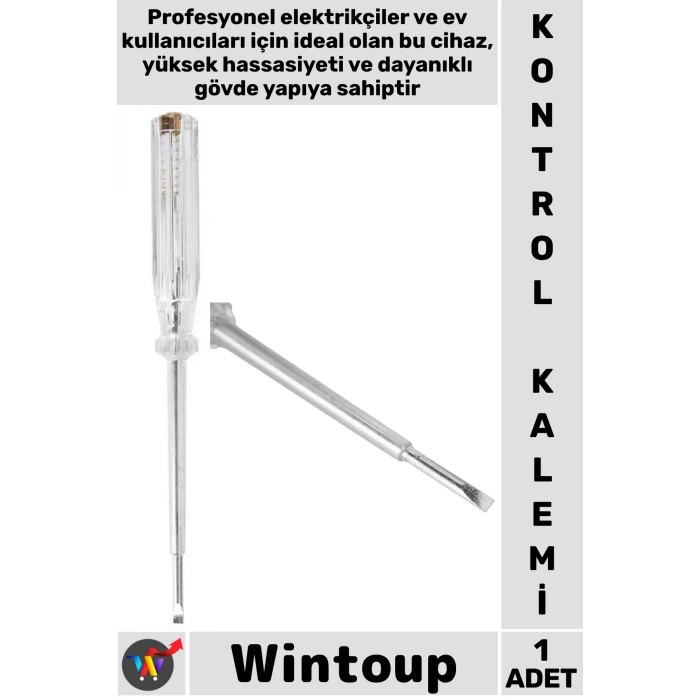 #KontrolKalemi Profesyonel Dayanıklı Tadilat Voltaj Test Ölçüm Cihazı Düz Uçlu Kontrol Kalemi 190 Mm