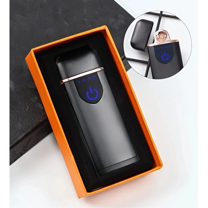 E - 2 USB Şarjlı Elektronik Çakmak - Siyah