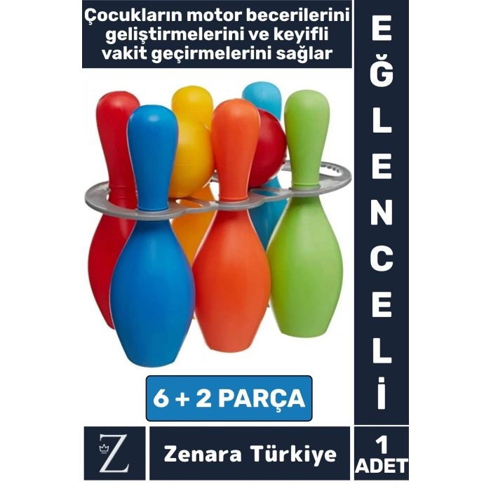 Eğitici Motor Beceri Koordinasyon Geliştirici Keyifli Vakit 6+2 Parça Çocuk Eğlenceli BOWLİNG SETİ