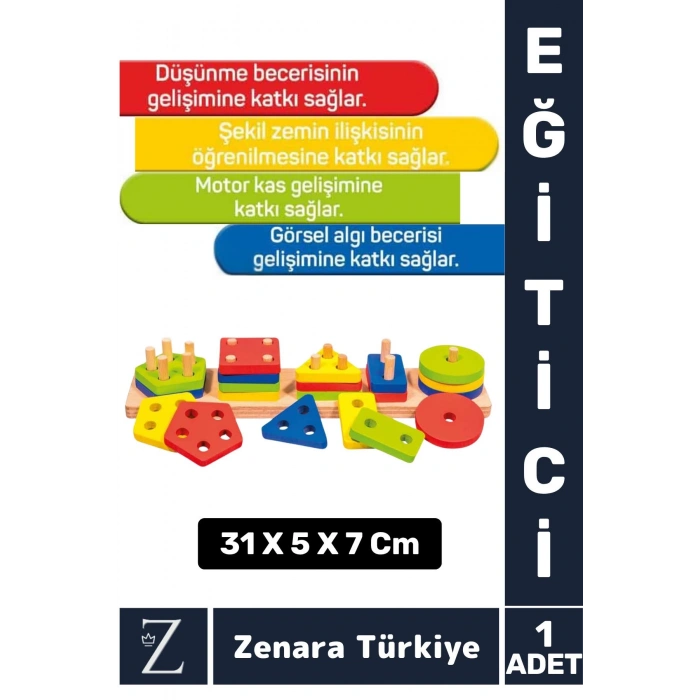 Eğitici Zeka Geliştirici Çocuk Kişisel Gelişim Ahşap Eğlenceli Oyun 20+1 GEOMETRİK ŞEKİLLER