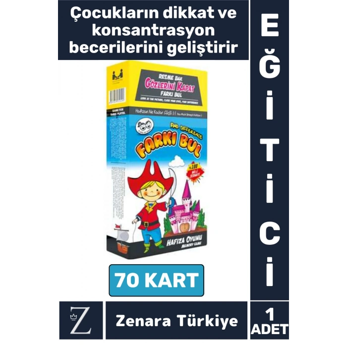 Eğlenceli Görsel Algı Zeka Hafıza Dikkat Konsantrasyon Geliştiren Eğitici Grup Takım Oyunu FARKI BUL