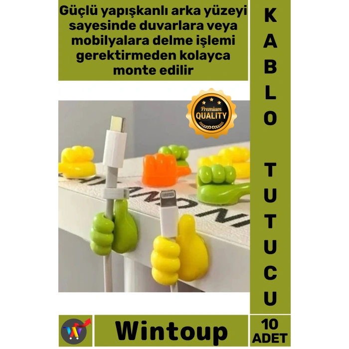 #KabloTutucu Çok Amaçlı Yapışkanlı Duvar Askısı Düzenleyici Organizer El Şekil Kablo Tutucu 10 Adet