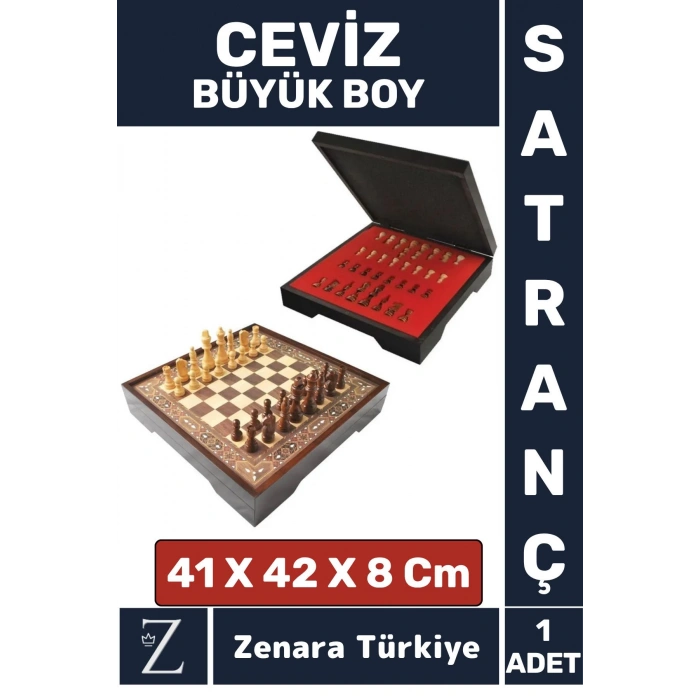 ELİT Seri Aile Ev Arkadaş Kamp Piknik Zeka Strateji Beceri Geliştirici CEVİZ Büyük Boy SATRANÇ