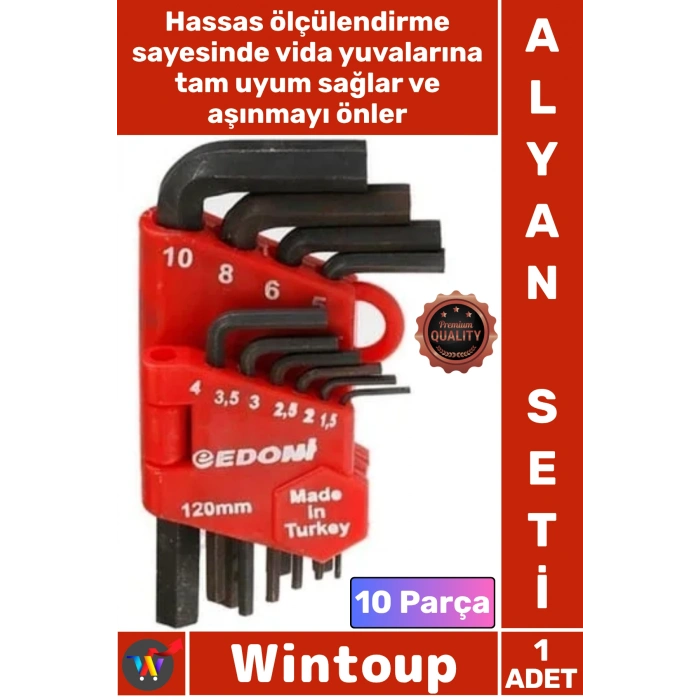 #AlyanSeti Profesyonel Çelik Allen Takımı El Aletleri Sağlam L Tipi 120 Mm 10 Parça Alyan Seti Siyah