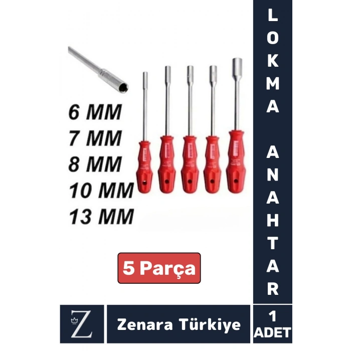 Ergonomik Kaymaz Kauçuk Sap Tamir Montaj Somun 6/7/8/10/13/mm Tornavida LOKMA ANAHTAR 5li SET