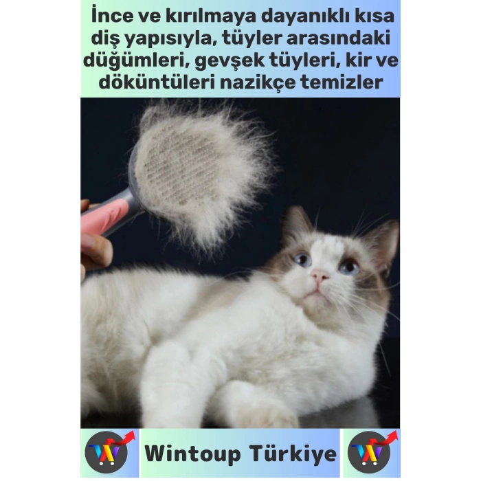 Ergonomik Kaymaz Uzun Kısa Tüy Tüm Irklar İçin Kendini Temizleyen Otomatik Tuşlu KEDİ KÖPEK TARAĞI