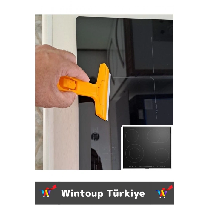 Ergonomik Keskin Çok Amaçlı Yer Buz Cam İnşaat Kalıntı Silikon Tortu Kazıyıcı 2 Yedek Bıçak Hediyeli