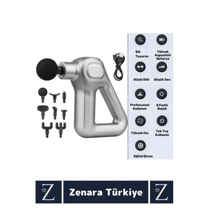 Ergonomik Kol Bacak Sırt Bel Yüksek Titreşim 12 Hız Kademeli Spor Fitness Kas 8 Başlıklı Masaj Aleti