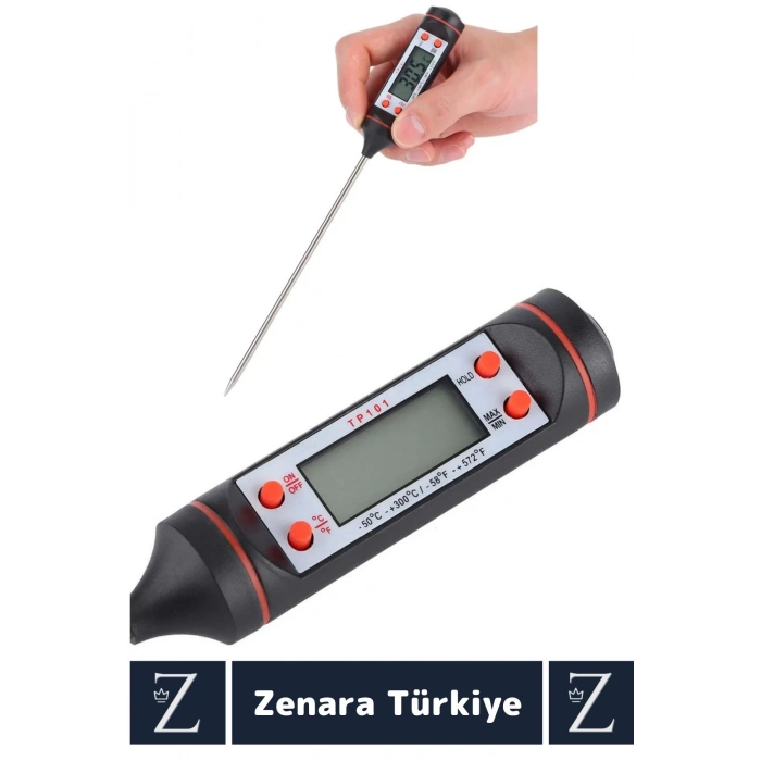 Ergonomik LCD Ekran Çift Ölçüm Birimi Hafızalı Et Sıvı Mama Sıcak Soğuk Saplamalı GIDA TERMOMETRESİ