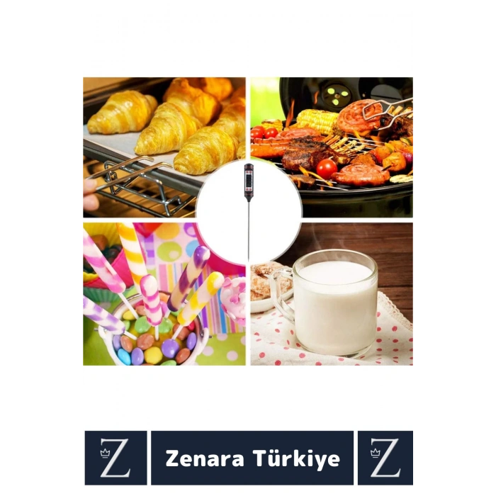 Ergonomik LCD Ekran Çift Ölçüm Birimi Hafızalı Et Sıvı Mama Sıcak Soğuk Saplamalı GIDA TERMOMETRESİ