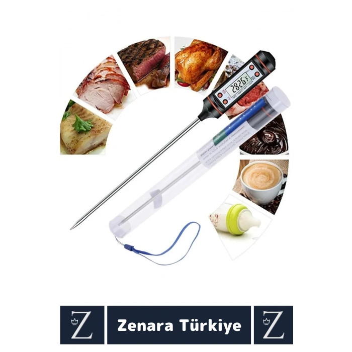 Ergonomik LCD Ekran Çift Ölçüm Birimi Hafızalı Et Sıvı Mama Sıcak Soğuk Saplamalı GIDA TERMOMETRESİ