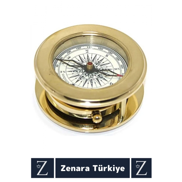 Erkek Arkadaş Sevgili Özel Gün Koleksiyon Hediye Denizci Tema PİRİNÇ Ahşap Kutulu MERCEKLİ PUSULA