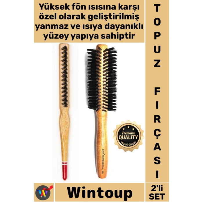 #Fırça Isıya Dayanıklı Sağlam Ergonomik Saplı Salon Profesyonel Yanmaz Set Topuz Saç Fırçası 2li