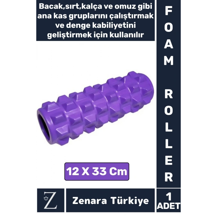 Fitness Aerobik Denge Stabilite Kas Esnekliği Denge Geliştirici Kadın Erkek Spor Foam Roller 33 Cm