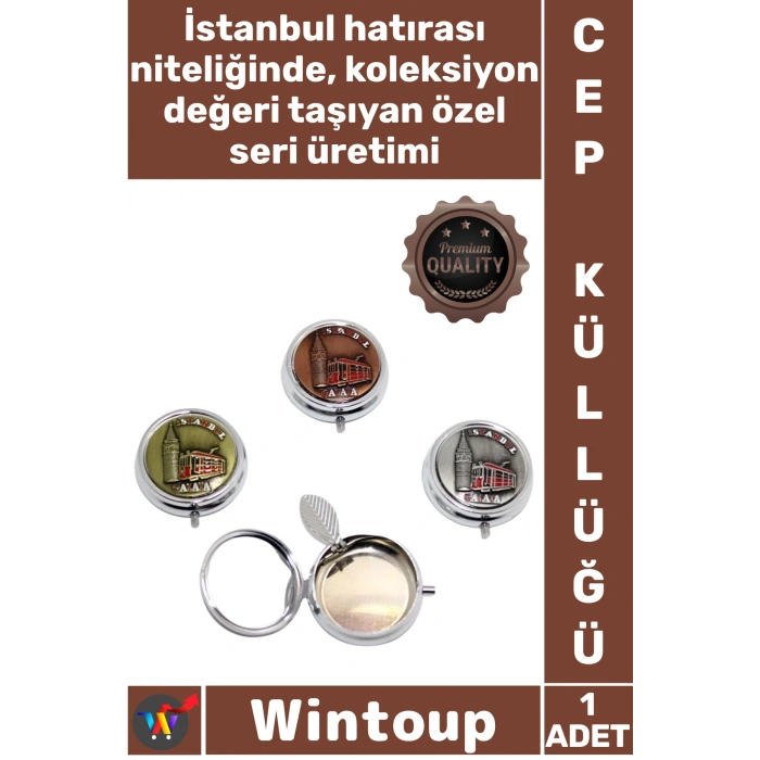 #Küllük Hediyelik Metal Dekoratif İstanbul Hatıra 5 Cm Galata Kabartmalı Yöresel Tekli Küllük Kutusu