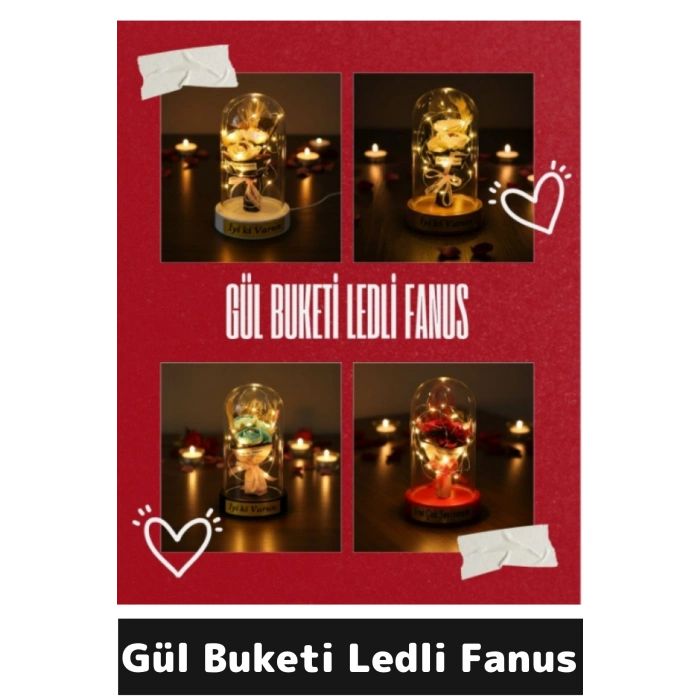 Gül Buketi Ledli Fanus