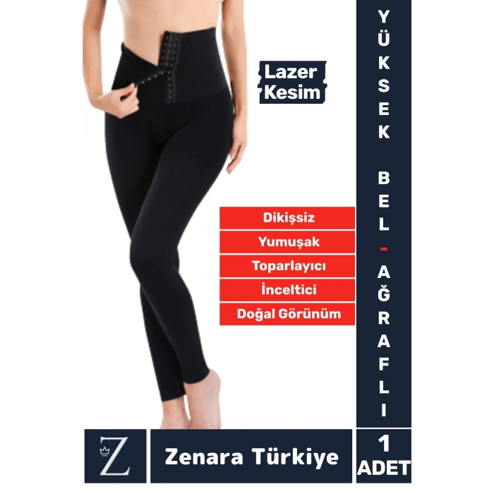 Gündelik Doğal Görünüm 2 Beden İncelten Vücut Toparlayan LAZER KESİM Yüksek Bel Ağraflı Korseli TAYT
