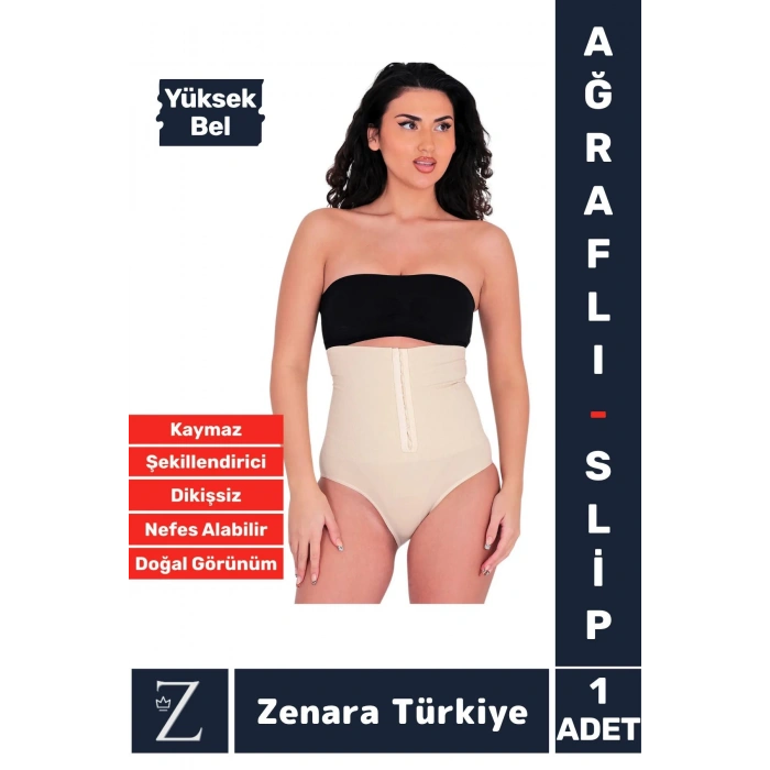 Gündelik Doğal Görünüm Vücut Beden Küçülten Toparlayan Yüksek Bel Ağraflı Slip Korseli TAYT