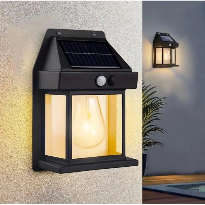 Güneş Enerjili Solar Duvar Lambası Rustik Ampul-Gün Işığı MZ-800