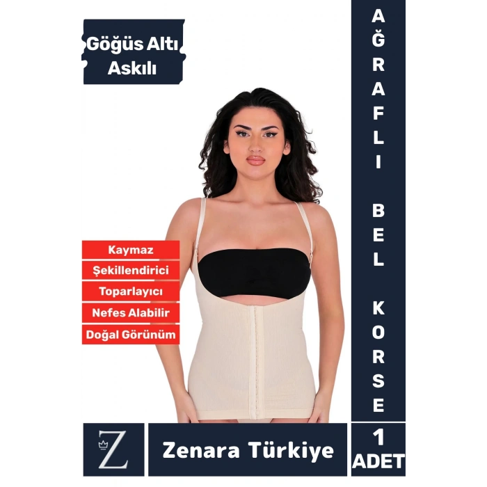 Günldelik Vücut Şekillendiren Beden Küçülten Toparlayan Gögüs Altı Askılı Ağraflı Bel Korse