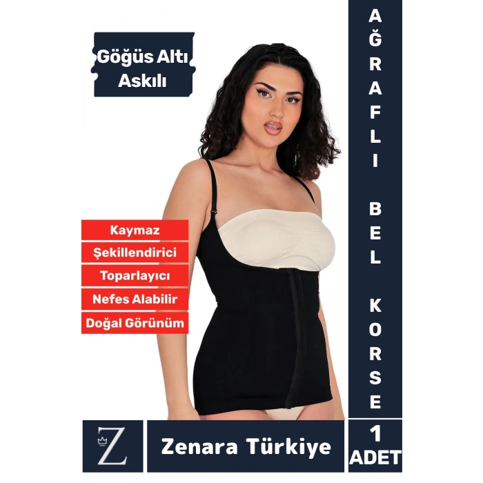 Günldelik Vücut Şekillendiren Beden Küçülten Toparlayan Gögüs Altı Askılı Ağraflı Bel Korse