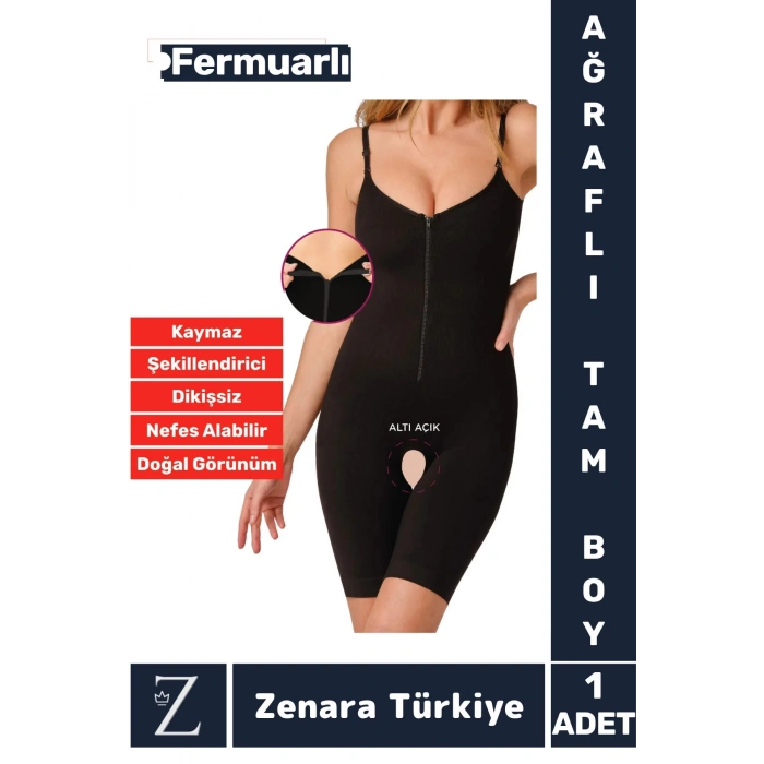 Günlük Vücut Şekillendiren Beden İncelten Toparlayan İhtiyaç Deliği Fermuarlı Ağraflı Tam Boy Korse