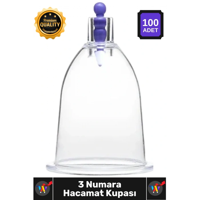 #Hacamat Profesyonel Hijyenik Pürüzsüz Kenar Vakumlu Steril Kalite 3 Numara Hacamat Kupası 100 Adet