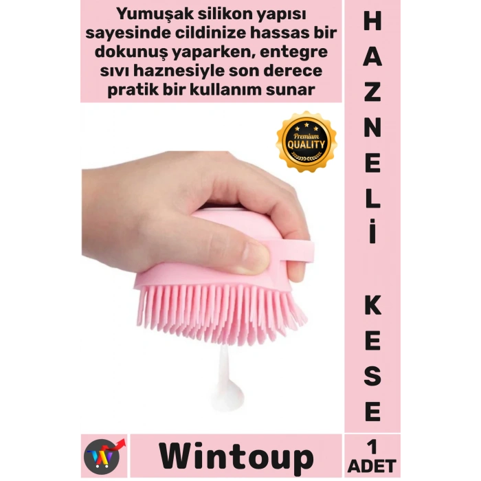 #Kese Silikon Masaj Duş Fırçası Sıvı Sabun Haznesi Şampuan Dağıtan Yumuşak Cilt Hazneli Banyo Kesesi