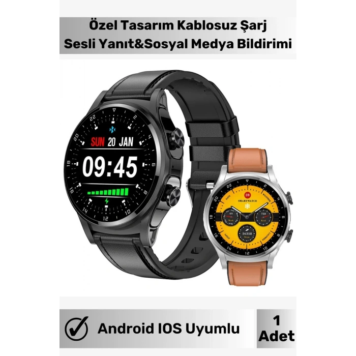 Huawei Uyumlu Son Model Amoled Ekran Akıllı Saat Sesli Görüşme&Sosyal Medya Bildirimi&Spor Mood